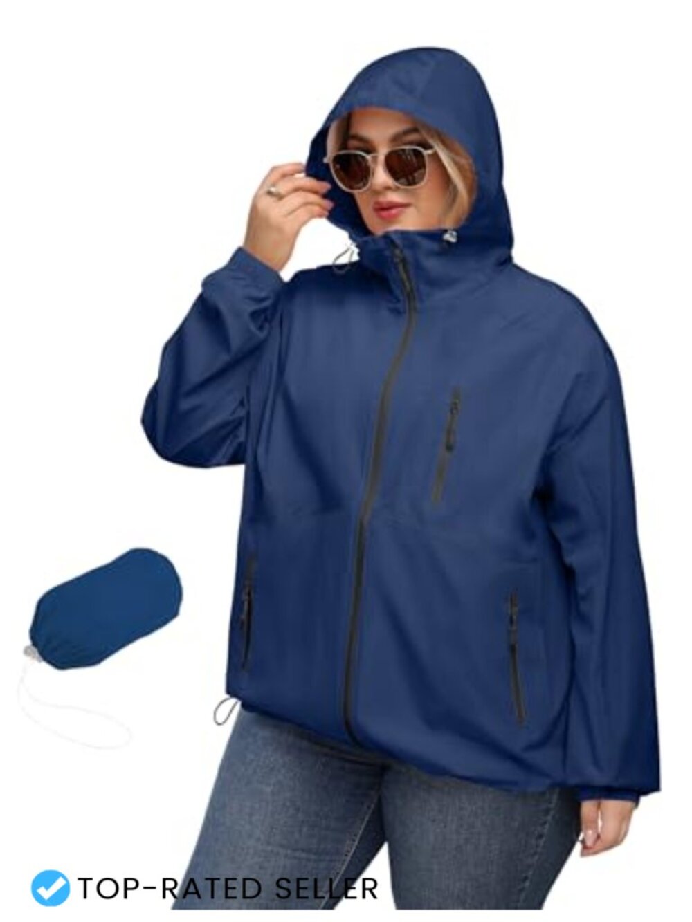 Waterproof Plus Size Rain Jacket Hooded Windbreaker Outdoor